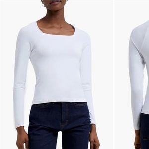 French Connection Rallie Cotton Square Neck Tee - S